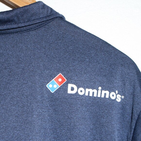Dominos Pizza Employee Polo Mens Large Blue Gray Delivery Uniform Top - Picture 6 of 7